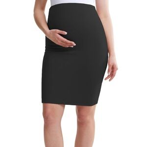 Poshdivah NWOT Black Soft Stretch Over-The-Bump Maternity Pencil Mini Skirt S